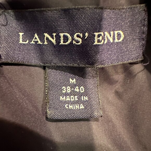 LANDS END MENS MEDIUM 38-40 HOODED PUFFER JACKET COAT NAVY BLUE - Picture 9 of 9